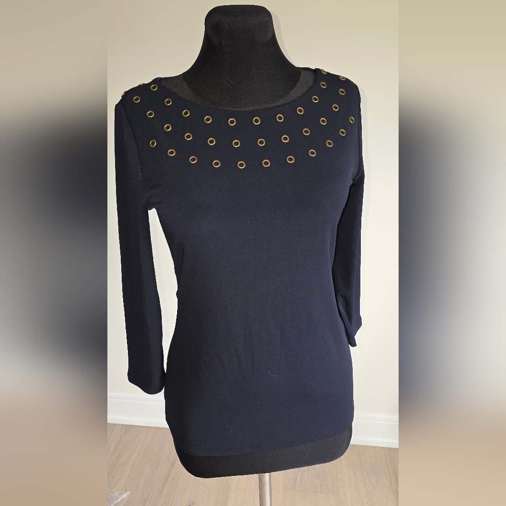 Premise Studio Midnight Blue Top With Rivets